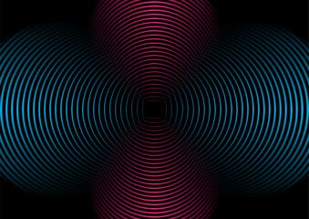 Blue purple minimal circular lines abstract tech background. Vector bright futuristic design