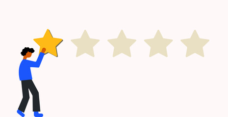 Man putting one star review illustration 