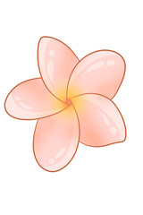 A soft pink plumeria flower illustration with glossy highlights and smooth color gradients. Perfect for decorative designs, tropical themes, or elegant graphic elements.