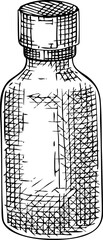 Glass bottle sketch. Hand drawn vector illustration. Natural skincare, aromatherapy, perfumery, and organic cosmetics design elements. NOT AI generated