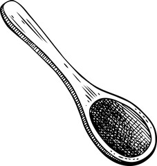 Wooden spoon sketch. Hand-drawn vector illustration. Kitchen decor, cooking tool,  kitchenware, culinary utensil. NOT AI generated