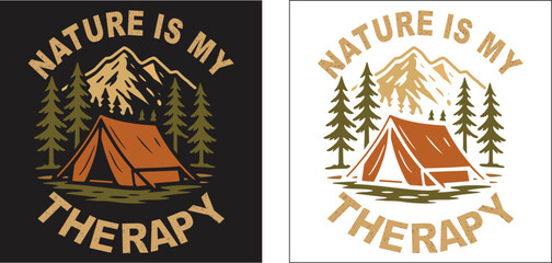Nature is my therapy camping design graphic