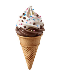 Double Swirl Soft Serve Ice Cream Cone with Sprinkles