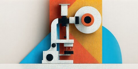 Vision Research Month Abstract geometric art with colorful shapes and stylized microscope