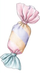 National Candy Month Pastel wrapped candy with multicolored wrapper and twisted ends