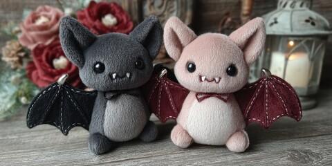 Cute halloween bat plushies with bow ties for home decor and gifting