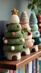 Cozy knit christmas trees for festive home decoration
