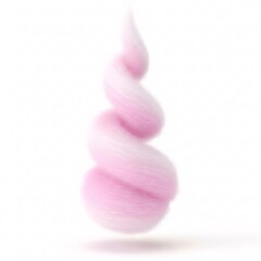 Pink cotton candy, showcasing a soft and fluffy texture, is elegantly arranged in a spiral,