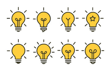 Creative light bulb illustrations on gradient background in various designs