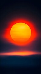 Fiery sunset ocean horizon, smoky sky, nature wallpaper