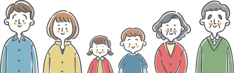 家族三世代　上半身　ベクター
