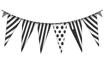 Black&white striped, polka-dot bunting