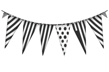 Black&white striped, polka-dot bunting