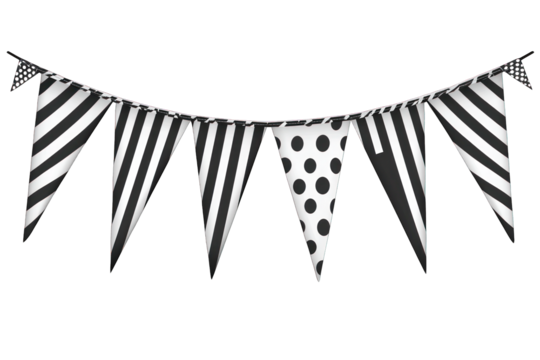 Black&white striped, polka-dot bunting