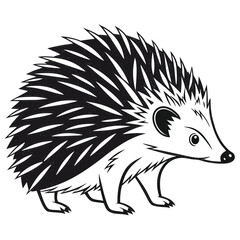 hedgehog black and white silhouette