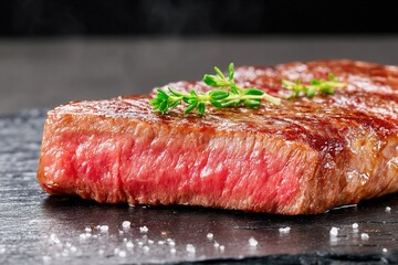 Raw wagyu steak in the kitchen. Generative Ai