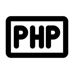 Simple line vector icon of a php symbol, commonly used in coding, terminal, and developer interfaces. Ideal for apps, websites, dashboards, and coding tools. SVG format, easy to edit and scale.