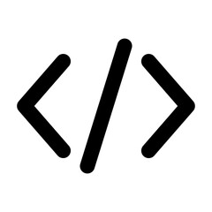 Simple line vector icon of a code symbol, commonly used in coding, terminal, and developer interfaces. Ideal for apps, websites, dashboards, and coding tools. SVG format, easy to edit and scale.