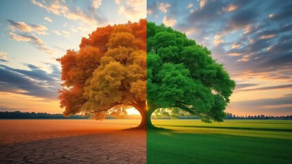 Stunning High-Resolution Image of a Large Tree Autumn and Spring