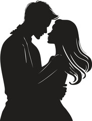 Romantic Couple Silhouette - Love & Affection Illustration