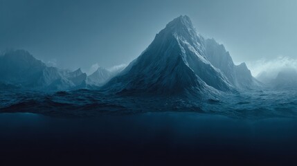Icy mountain range at dusk background image