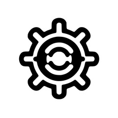 Minimal Black Line Gear Icon for Settings and Tools