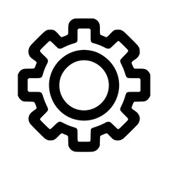 Minimal Black Line Gear Icon for Settings and Tools