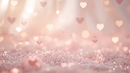 Romantic Rose Gold Heart Background Valentine's Day Sparkle