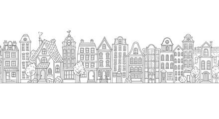 Fototapeta premium European houses illustration