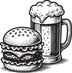burger and beer vector ilustration