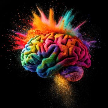 Multiple Ideas Exploding: Burst of Colorful Brain Concepts for Creativity and Imagination