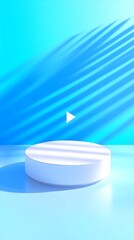 White podium, tropical shadow, blue background, product display