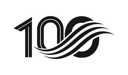 Elegant 100th anniversary logo design with waves
