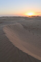 Beautiful Scenery of the Sahara Desert in Douz, the Gateway to the Sahara, at Sunset in Tunisia