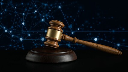 Digital Justice Gavel and Network Connections Representing Online Legal Issues