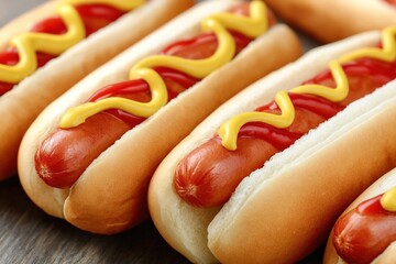 Hot Dog with ketchup and mustard. Generative Ai