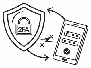 Modern Clean Vector Line Icon Of 2fa Login Process Show Illustration
