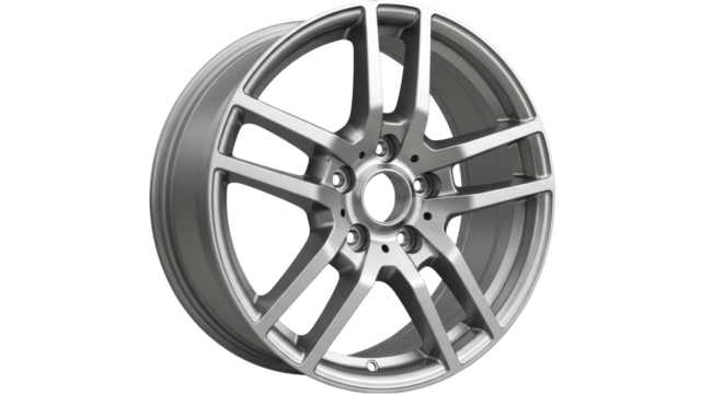 Isolated Silver Alloy Wheel Rim - Powered by Adobe