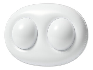 Inflatable white plastic pillow with two circular raised sections on transparent background.