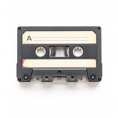 A classic compact cassette with a blank label, ready for recording or playback,