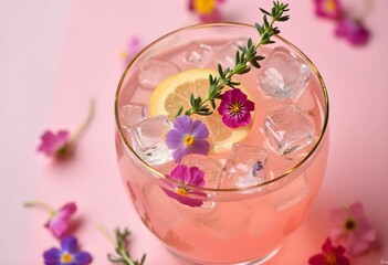 Refreshing Pink Lemonade Cocktail with Edible Flowers