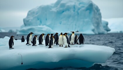 Penguins Gather on Iceberg in Antarctic Waters