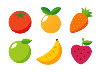 Simple flat design fruit and vegetable icons