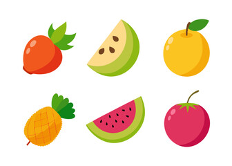 Flat design colorful fruit icons set