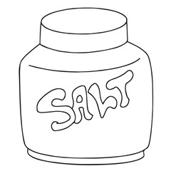 Cute cartoon hand drawn vector salt bottle outline.