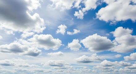 Fototapeta premium Beautiful blue sky with fluffy white cumulus clouds