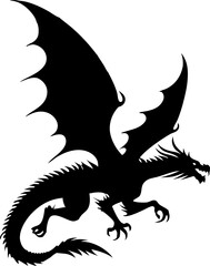 Tribal Dragon Silhouette Vector Illustration