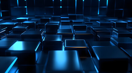 Fototapeta premium 3d rendering of black and blue abstract geometric background. Scene for advertising, technology, showcase, banner, game, sport, cosmetic, business, metaverse. Sci-Fi Illustration. Product display --