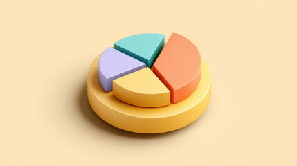 Colorful pie chart with segments pastel colors, representing data visualization and analysis. This design is engaging