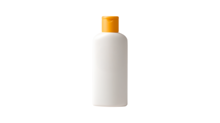 White cosmetic bottle with orange cap for beauty products